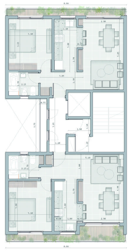 Planta tipo Torre 2 — Dos Olivos
